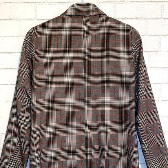 New Urban Outfitters $99 Plaid Double Breasted Red Blk Check Blazer Small NWT - Picture 9 of 15